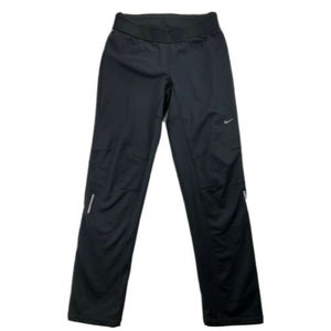 Nike Dry Fit Women’s Small Black Running Pants Fleece Lined Reflective Zip Ankle